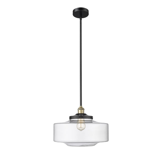 Innovations Bridgeton 16in 1-Light Mini Pendant | Traditional Black Antique Brass Steel and Clear Glass | Kitchen Island & | Model 616-1S-BAB-G692-16