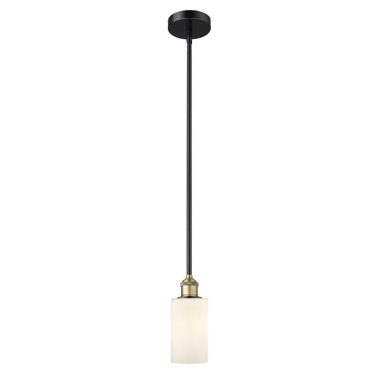 Innovations Clymer 1-Light Mini Pendant | Black Antique Brass Steel and Matte White Glass | Kitchen Island & Dining Room | 3.88 x | Model 616-1S-BAB-G801