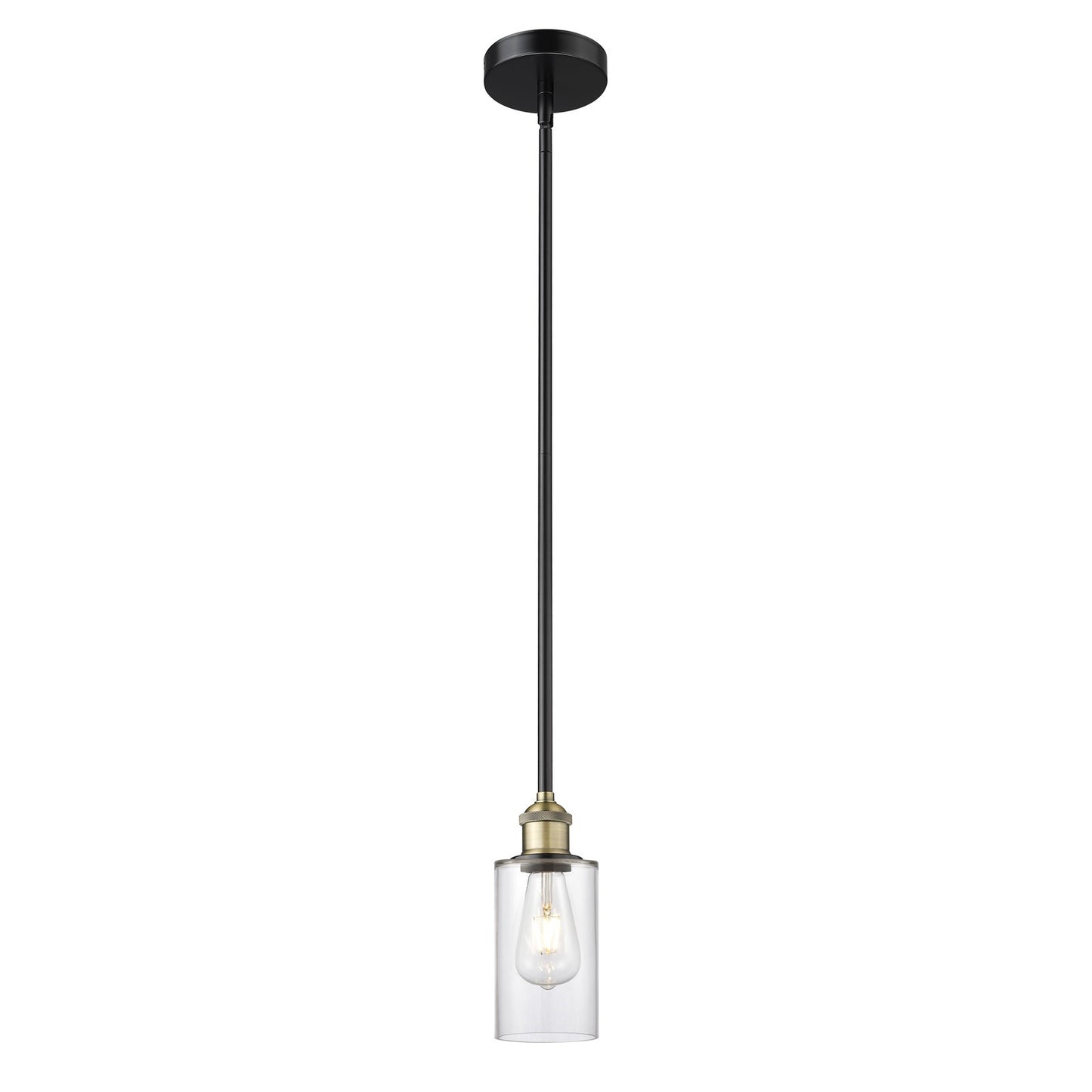 Innovations Clymer 4in 1-Light Mini Pendant | Art Nouveau Black Antique Brass Steel and Clear Glass | Kitchen Island & Dining Room | Model 616-1S-BAB-G802