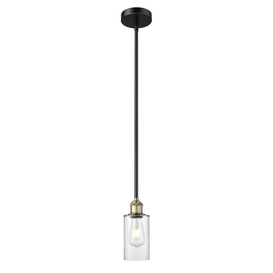 Innovations Clymer 4in 1-Light Mini Pendant | Art Nouveau Black Antique Brass Steel and Clear Glass | Kitchen Island & Dining Room | Model 616-1S-BAB-G802
