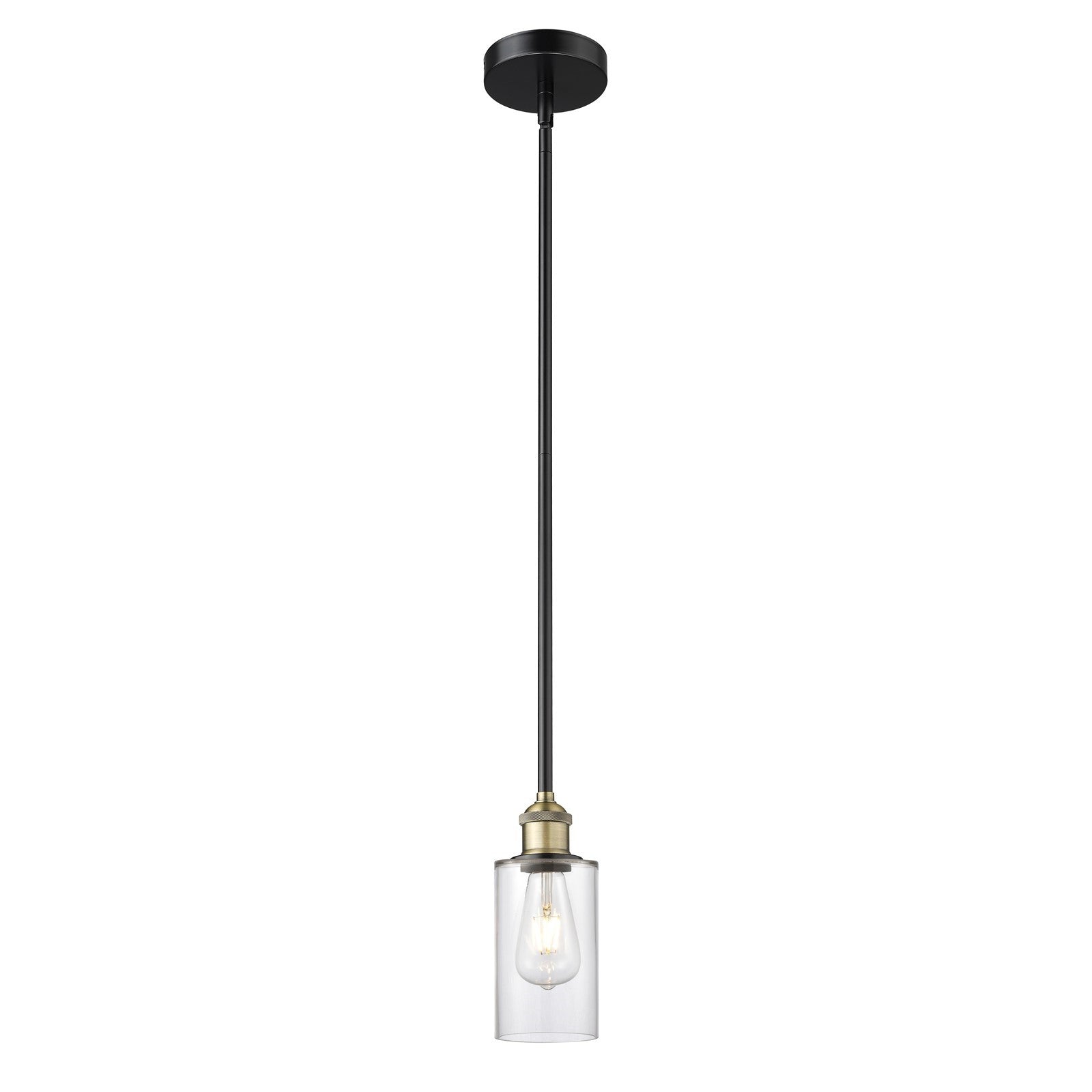 Innovations Clymer 4in 1-Light Mini Pendant | Art Nouveau Black Antique Brass Steel and Clear Glass | Kitchen Island & Dining Room | Model 616-1S-BAB-G802