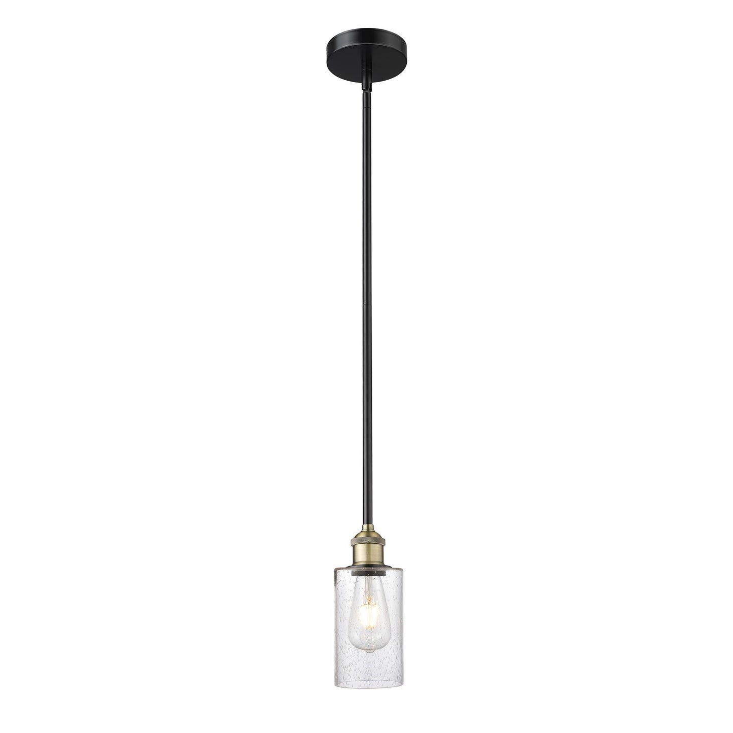 Innovations Clymer 4in 1-Light Mini Pendant | Transitional Black Antique Brass Steel and Seedy Glass | Kitchen Island & Dining | Model 616-1S-BAB-G804