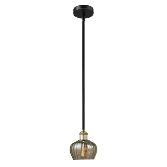 Innovations Fenton 1-Light 7in Mini Pendant | Industrial Black Antique Brass and Mercury Ribbed Glass | Kitchen Island & Dining | Model 616-1S-BAB-G96