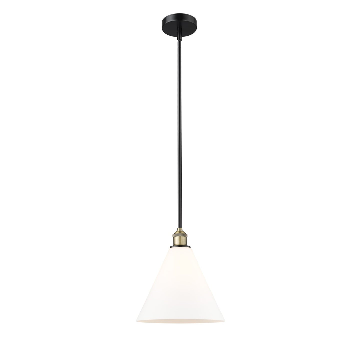 Innovations Berkshire Glass 12in 1-Light Mini Pendant | Industrial Black Antique Brass and Matte White Glass | Kitchen Island & | Model 616-1S-BAB-GBC-121