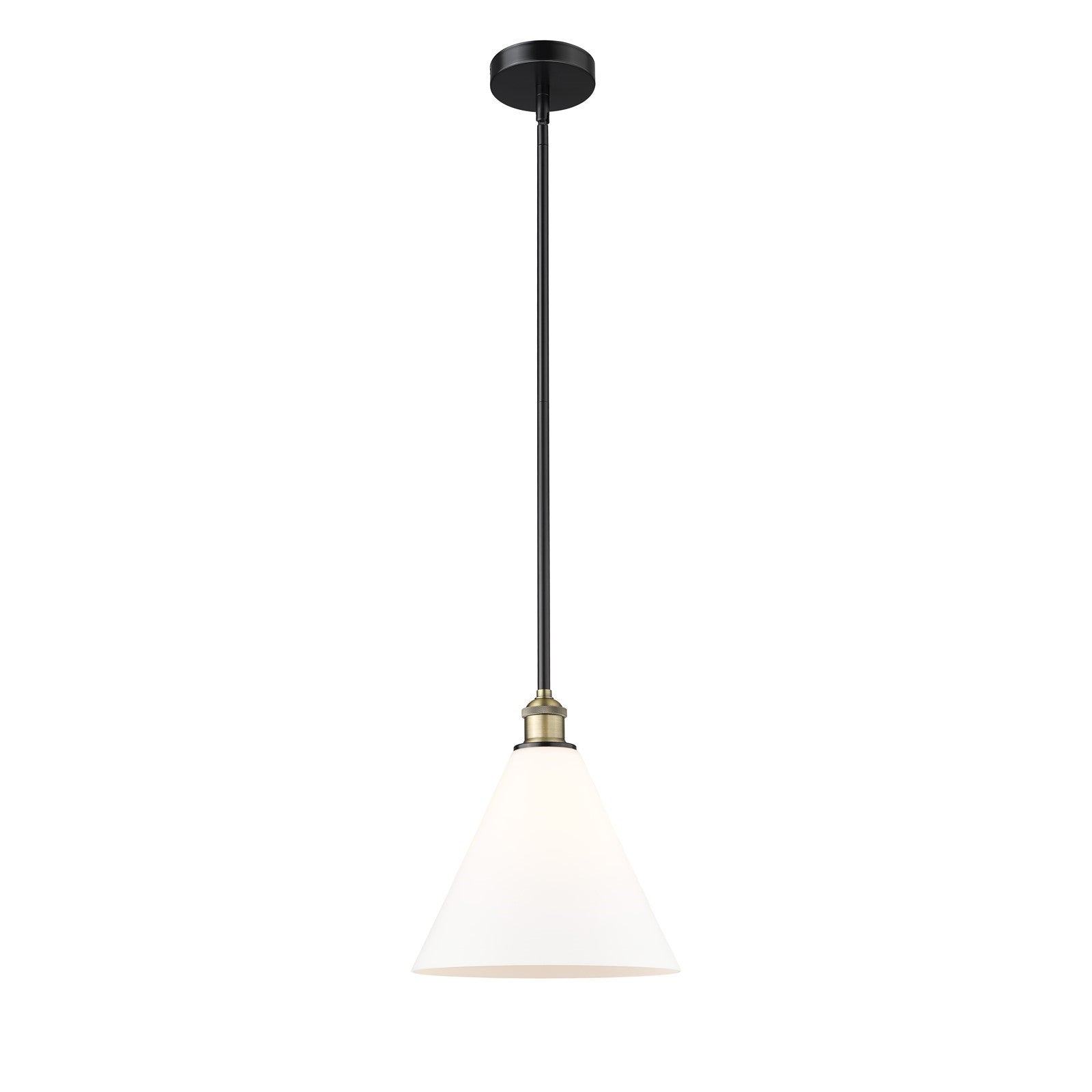 Innovations Berkshire Glass 12in 1-Light Mini Pendant | Industrial Black Antique Brass and Matte White Glass | Kitchen Island & | Model 616-1S-BAB-GBC-121