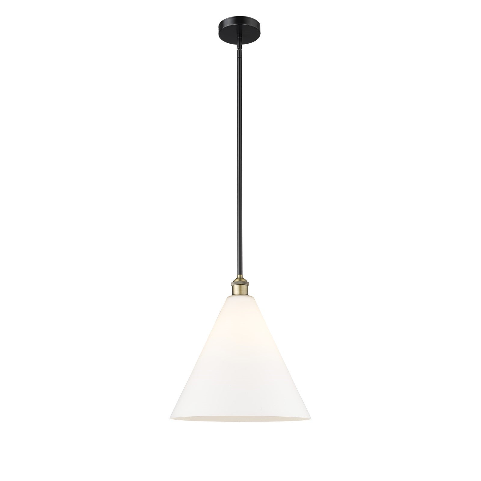 Innovations Berkshire 16in 1-Light Pendant | Industrial Black Antique Brass Steel and Matte White Glass | Kitchen Island & | Model 616-1S-BAB-GBC-161-LED