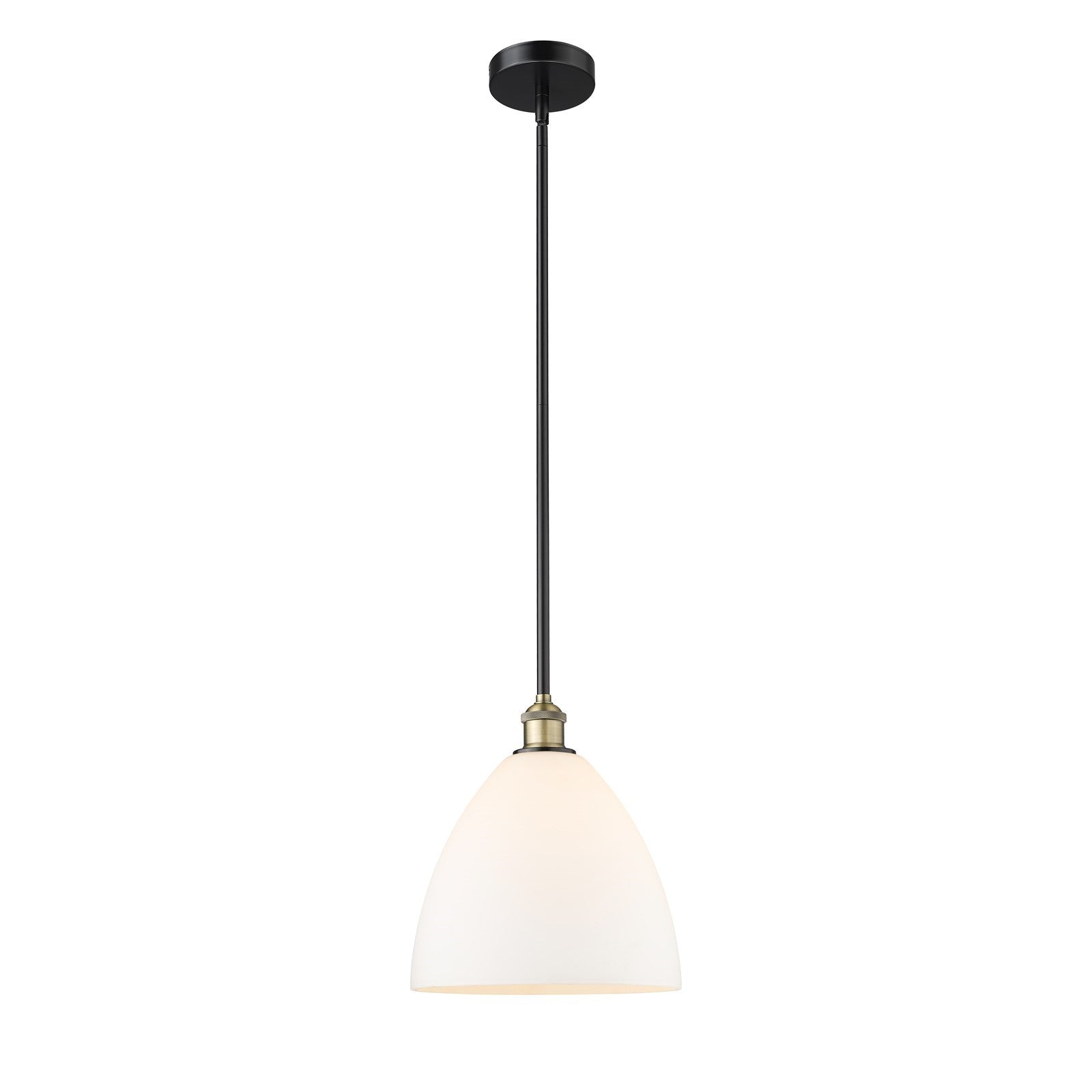 Innovations Bristol 12in 1-Light Mini Pendant | Industrial Black Antique Brass and Matte White Glass | Kitchen Island & Dining | Model 616-1S-BAB-GBD-121