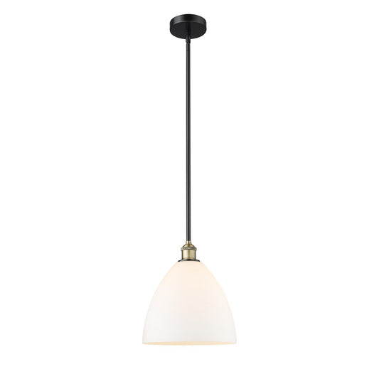 Innovations Bristol 12in 1-Light Mini Pendant | Industrial Black Antique Brass and Matte White Glass | Kitchen Island & Dining | Model 616-1S-BAB-GBD-121