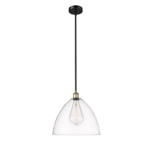 Innovations Bristol 16in 1-Light Pendant | Industrial Black Antique Brass Steel and Clear Glass | Kitchen Island & Dining Room | Model 616-1S-BAB-GBD-162