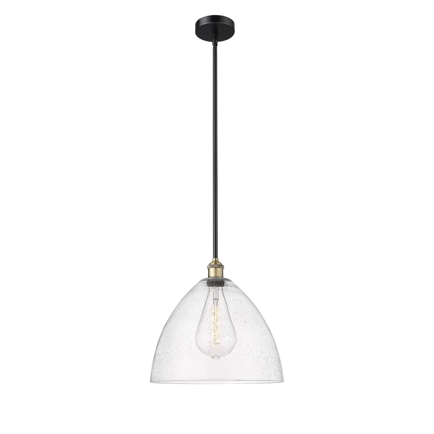 Innovations Bristol 16in 1-Light Pendant | Industrial Black Antique Brass Steel and Seedy Glass | Kitchen Island & Dining Room | Model 616-1S-BAB-GBD-164