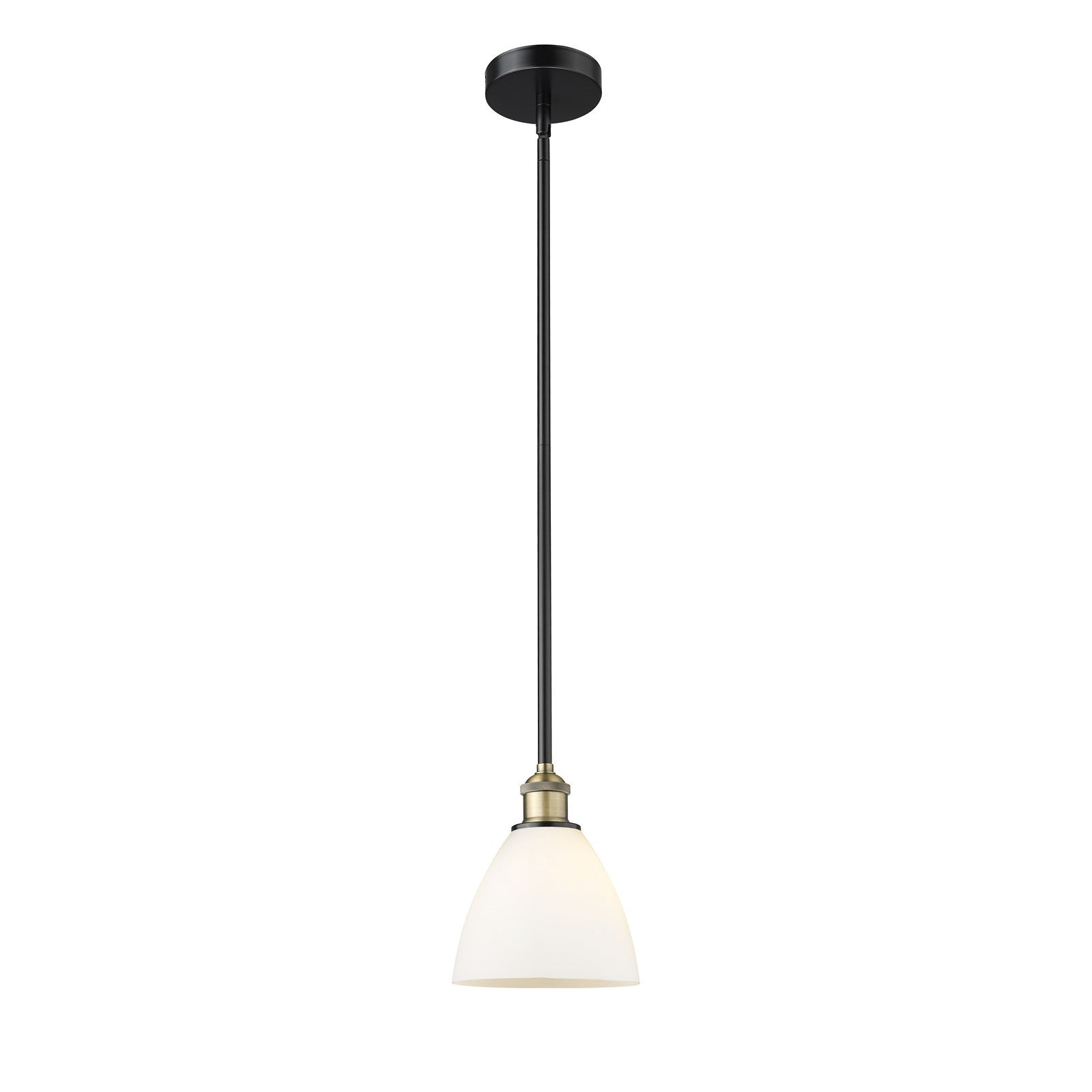 Innovations Bristol 8in 1-Light Mini Pendant | Industrial Black Antique Brass and Matte White Glass | Kitchen Island & | Model 616-1S-BAB-GBD-751-LED