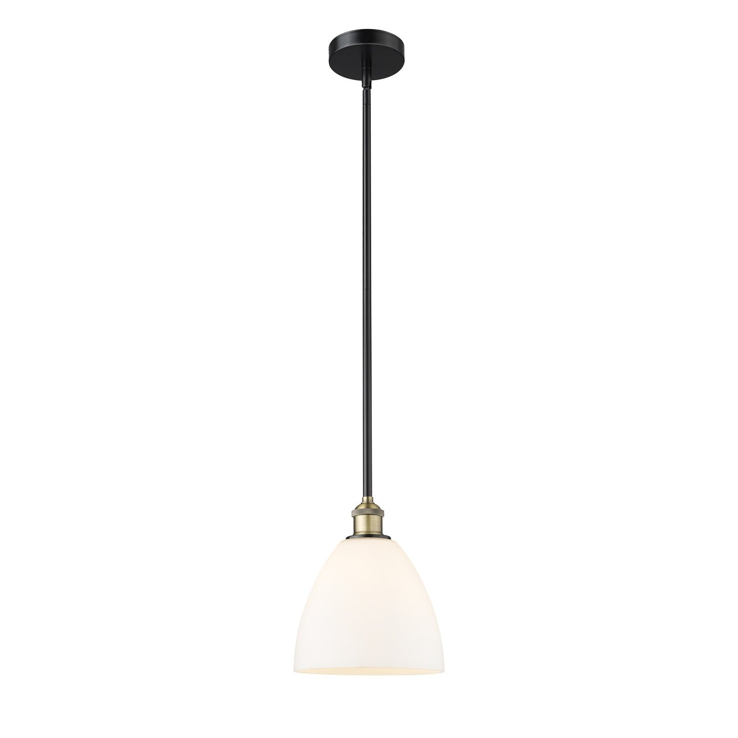 Innovations Bristol 9in 1-Light Mini Pendant | Industrial Black Antique Brass and Matte White Glass | Kitchen Island & | Model 616-1S-BAB-GBD-91-LED