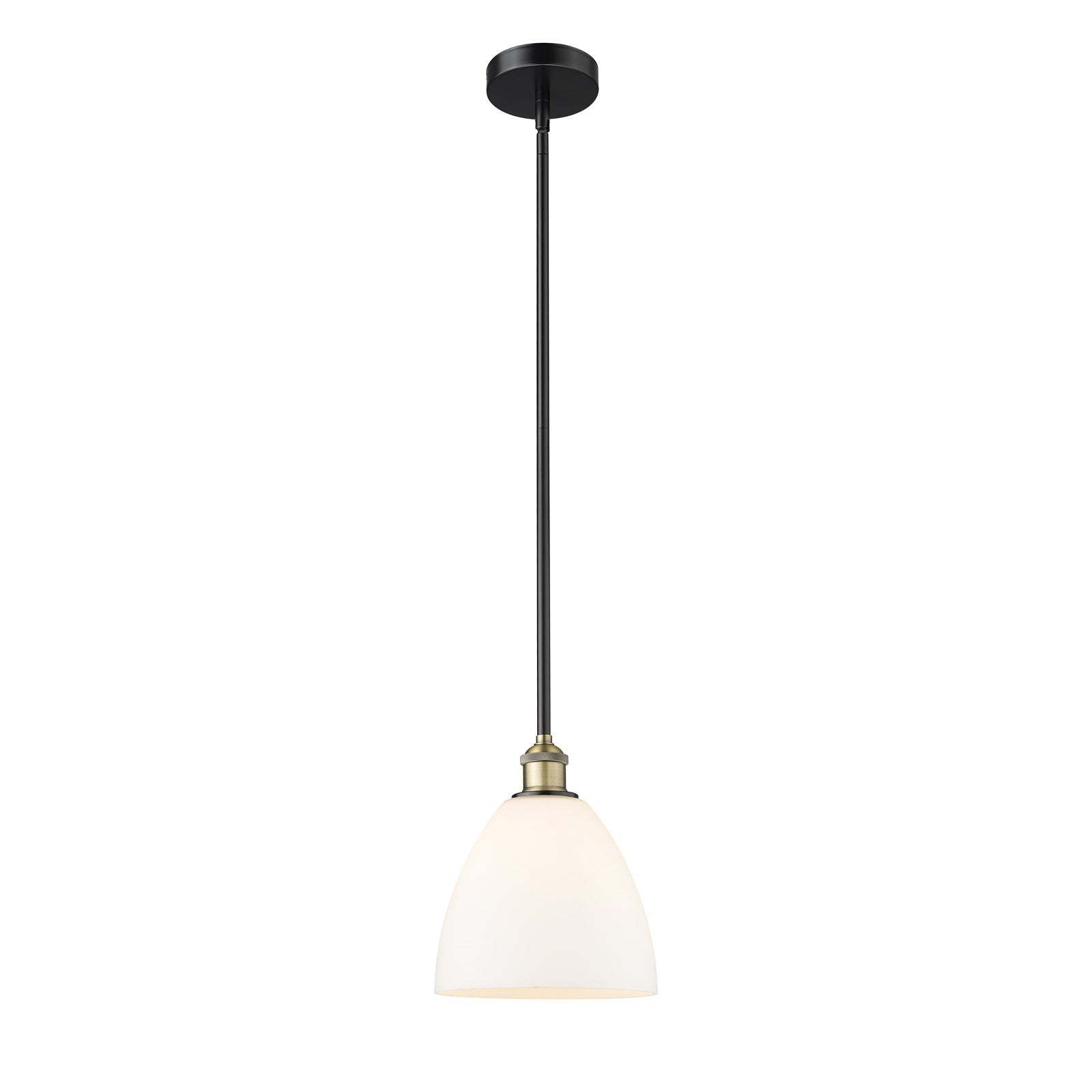 Innovations Bristol 9in 1-Light Mini Pendant | Industrial Black Antique Brass and Matte White Glass | Kitchen Island & | Model 616-1S-BAB-GBD-91-LED