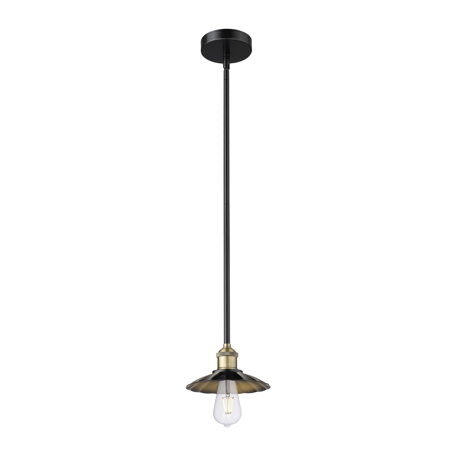 Innovations Scallop 8in 1-Light Mini Pendant | Industrial Black Antique Brass and Matte Black Metal Shade | Kitchen Island & | Model 616-1S-BAB-M17-BK