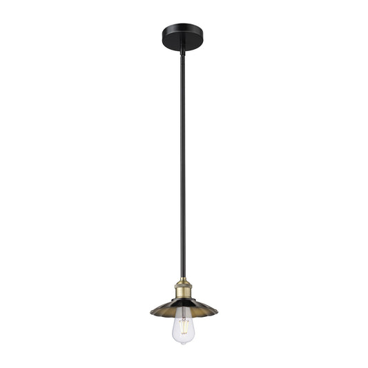 Innovations Scallop 8in 1-Light Mini Pendant | Industrial Black Antique Brass and Matte Black Metal Shade | Kitchen Island & | Model 616-1S-BAB-M17-BK