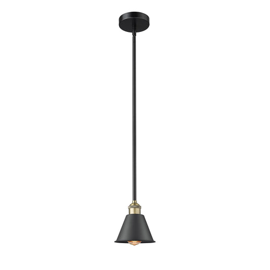 Innovations Smithfield 7in 1-Light Mini Pendant | Industrial Black Antique Brass and Matte Black Metal | Kitchen Island & Dining | Model 616-1S-BAB-M8-LED