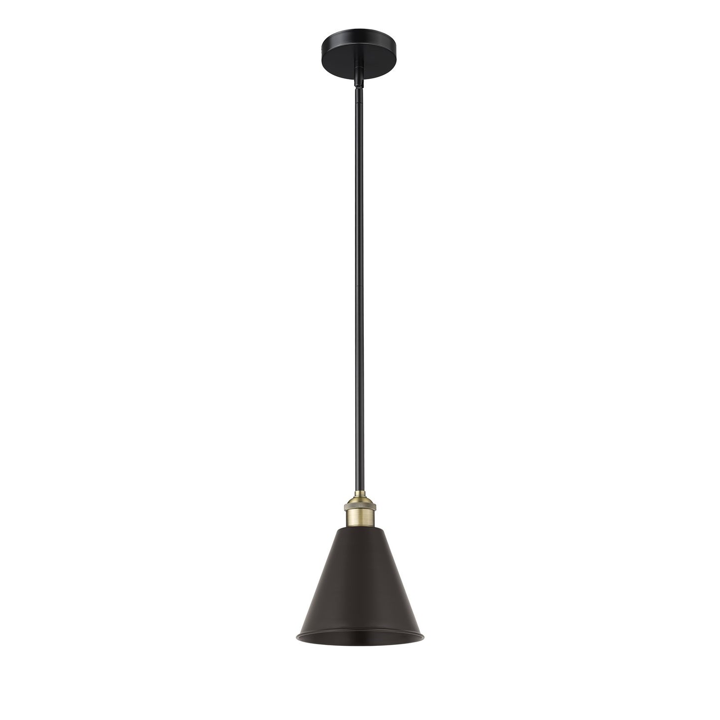 Innovations Berkshire 8in 1-Light Mini Pendant | Industrial Black Antique Brass and Matte Black Metal | Kitchen Island & | Model 616-1S-BAB-MBC-8-BK