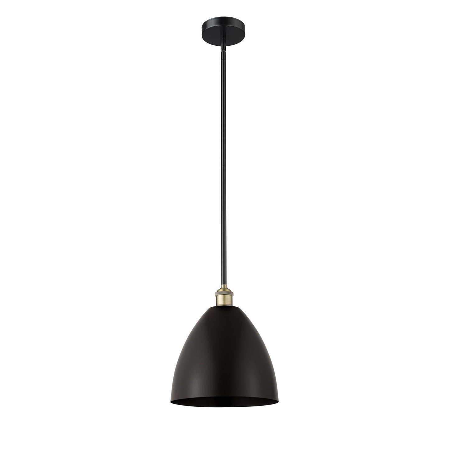 Innovations Bristol 12in 1-Light Mini Pendant | Industrial Black Antique Brass and Matte Black Metal | Kitchen Island & | Model 616-1S-BAB-MBD-12-BK-LED
