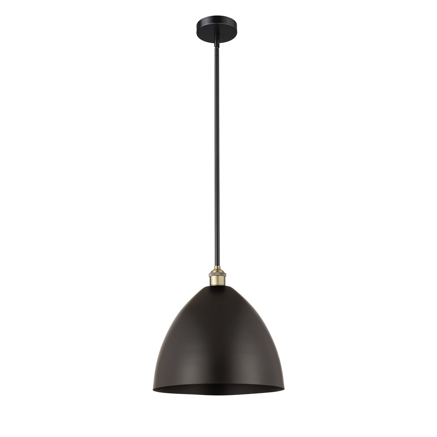 Innovations Bristol 16in 1-Light Mini Pendant | Industrial Black Antique Brass and Matte Black Metal | Kitchen Island & | Model 616-1S-BAB-MBD-16-BK