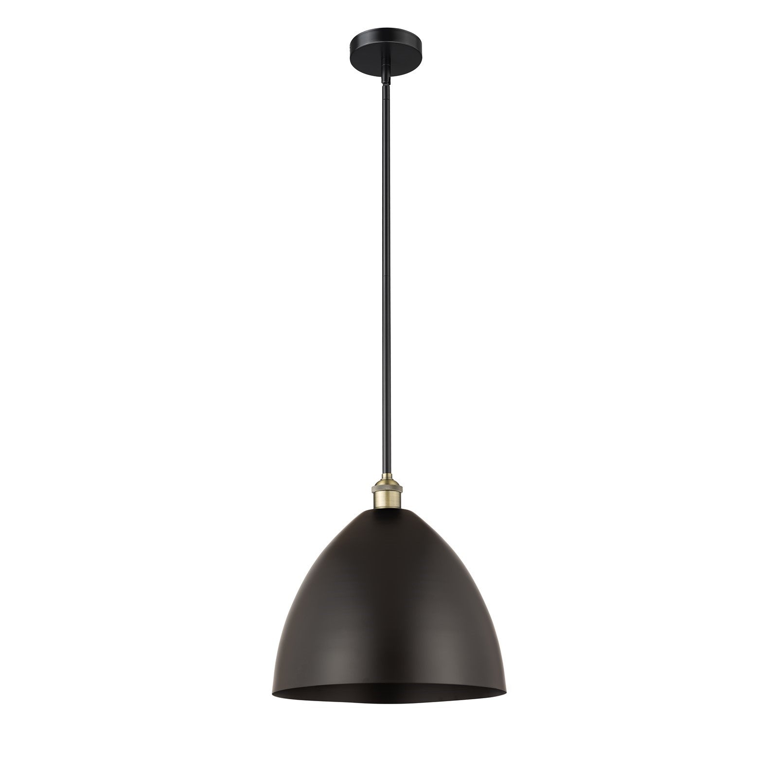 Innovations Bristol 16in 1-Light Mini Pendant | Industrial Black Antique Brass and Matte Black Metal | Kitchen Island & | Model 616-1S-BAB-MBD-16-BK-LED