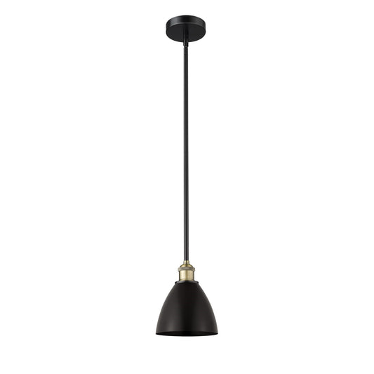 Innovations Bristol 7.5in 1-Light Mini Pendant | Industrial Black Antique Brass and Matte Black Metal | Kitchen Island | Model 616-1S-BAB-MBD-75-BK-LED