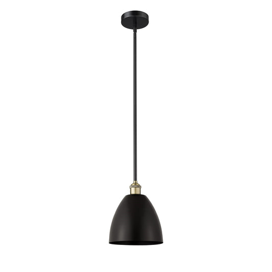Innovations Bristol 9in 1-Light Mini Pendant | Industrial Black Antique Brass and Matte Black Metal Shade | Kitchen Island & | Model 616-1S-BAB-MBD-9-BK