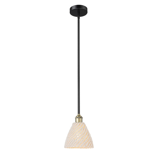 Innovations Bristol Natural 7.5in 1-Light Mini Pendant | Farmhouse Black Antique Brass and Natural Fiber Shade | Kitchen | Model 616-1S-BAB-NBD-75-NAT