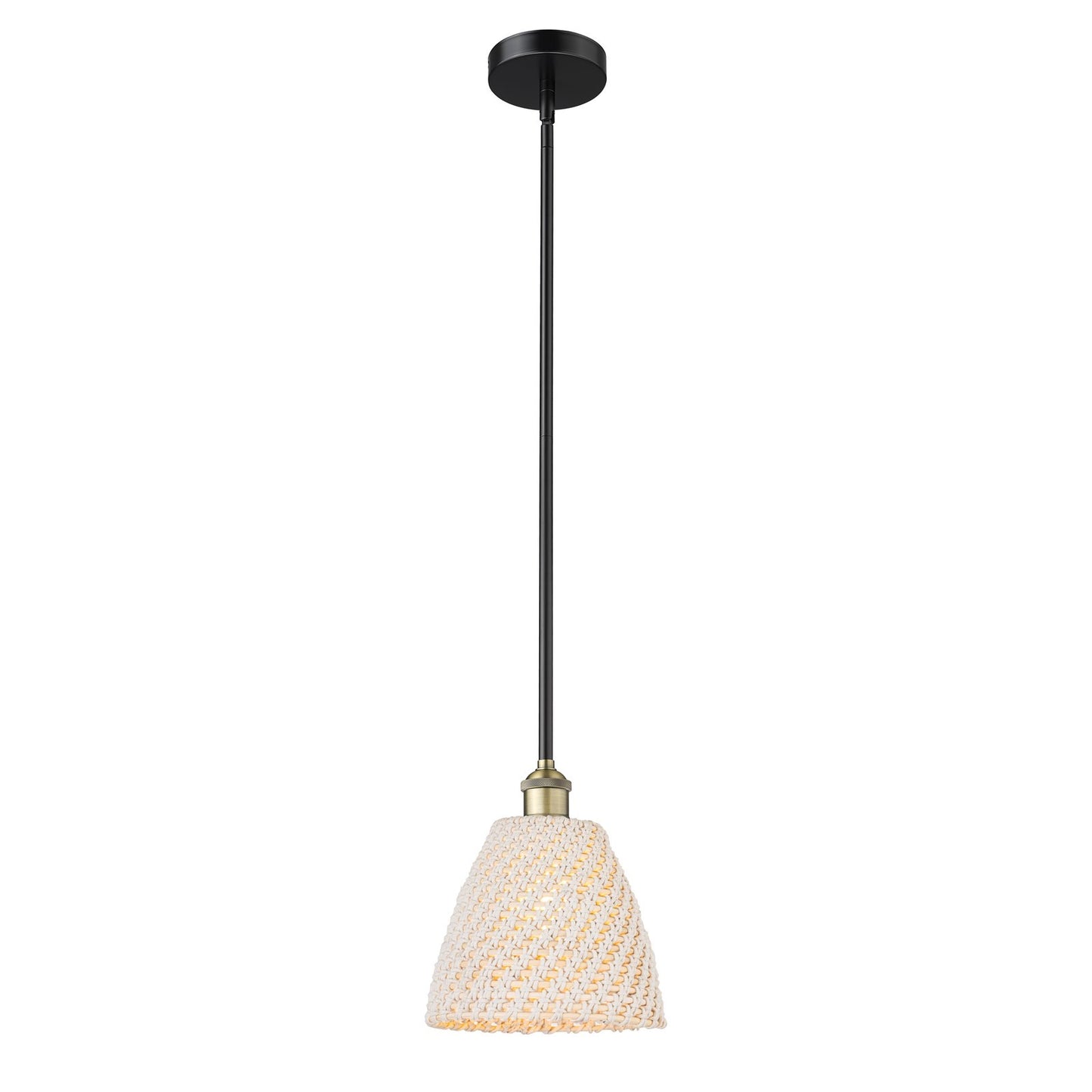 Innovations Bristol Natural 9in 1-Light Mini Pendant | Farmhouse Black Antique Brass and Natural Fiber | Kitchen Island & | Model 616-1S-BAB-NBD-9-NAT