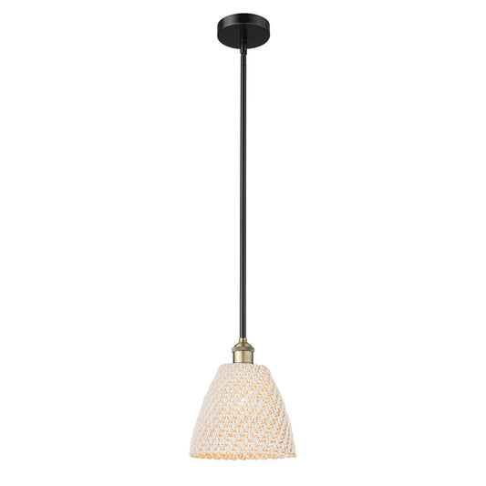 Innovations Bristol Natural 9in 1-Light Mini Pendant | Farmhouse Black Antique Brass and Natural Fiber | Kitchen Island & | Model 616-1S-BAB-NBD-9-NAT