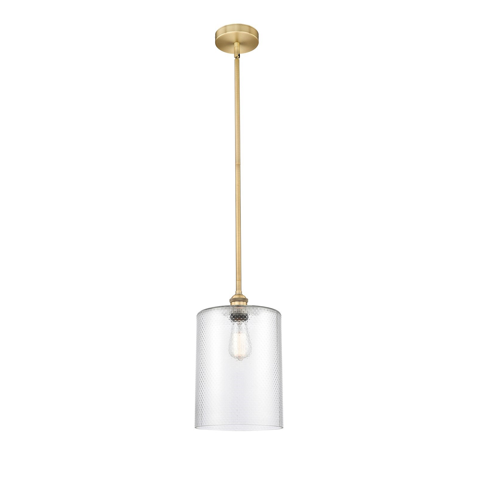 Innovations Cobbleskill 9in 1-Light Mini Pendant | Industrial Brushed Brass Steel and Clear Glass | Kitchen Island & Dining | Model 616-1S-BB-G112-L-LED