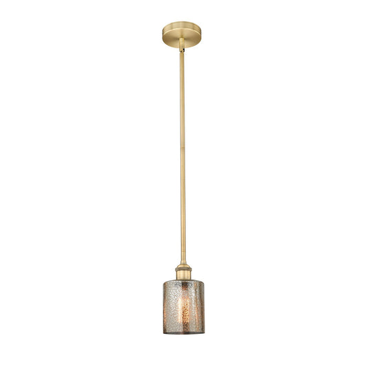 Innovations Cobbleskill 5in 1-Light Mini Pendant | Industrial Brushed Brass Steel and Mercury Glass | Kitchen Island & Dining Room | Model 616-1S-BB-G116