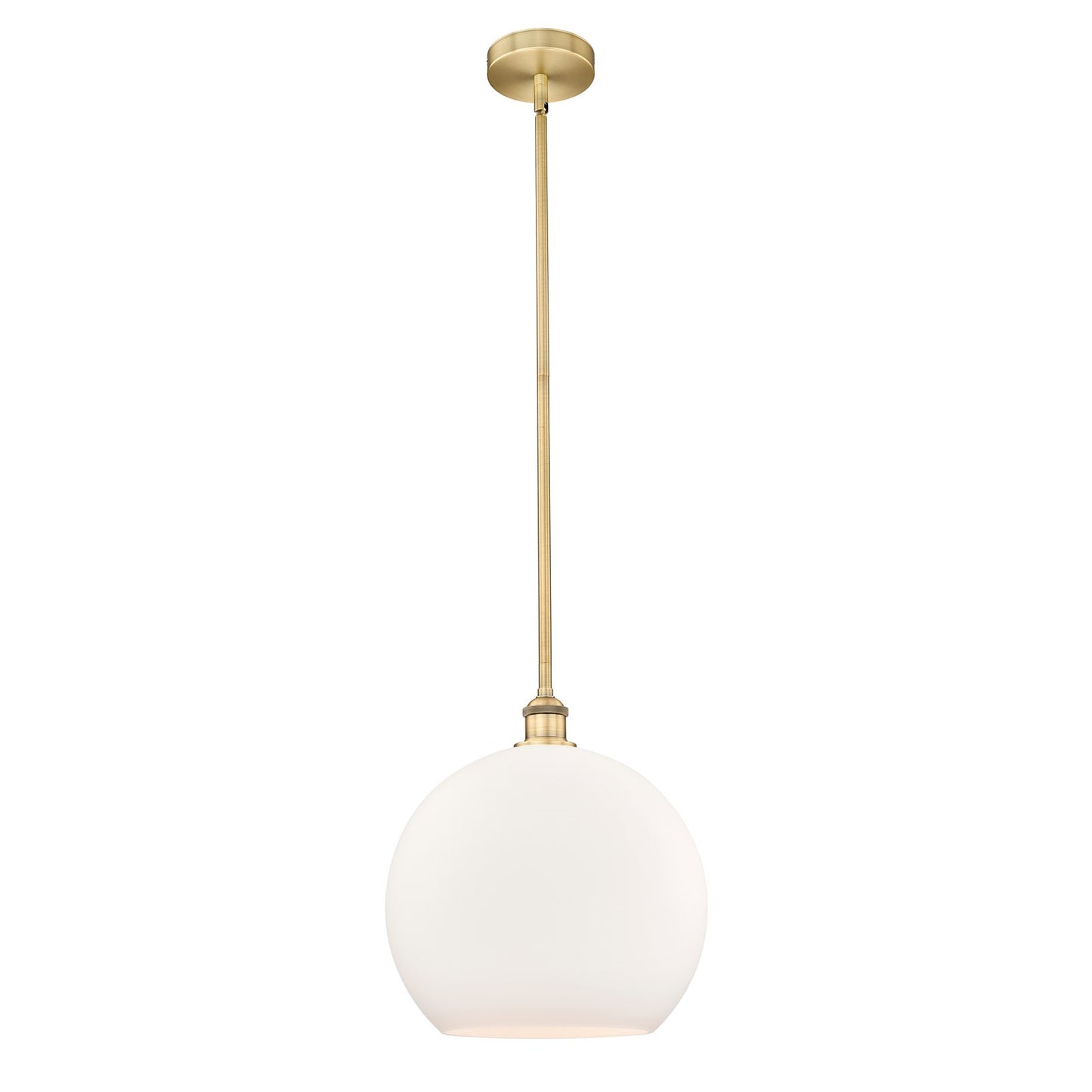 Innovations Athens 14in 1-Light Pendant | Industrial Brushed Brass Steel and Matte White Glass | Kitchen Island & Dining Room | Model 616-1S-BB-G121-14