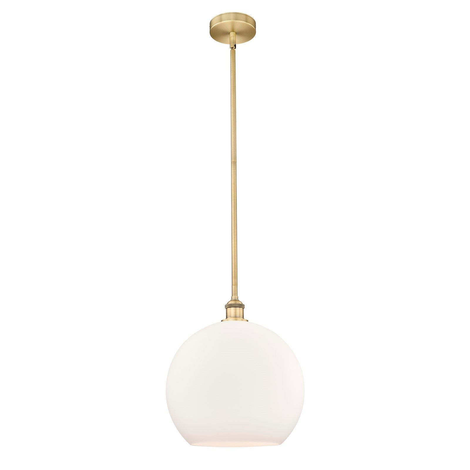Innovations Athens 14in 1-Light Pendant | Industrial Brushed Brass Steel and Matte White Glass | Kitchen Island & Dining Room | Model 616-1S-BB-G121-14