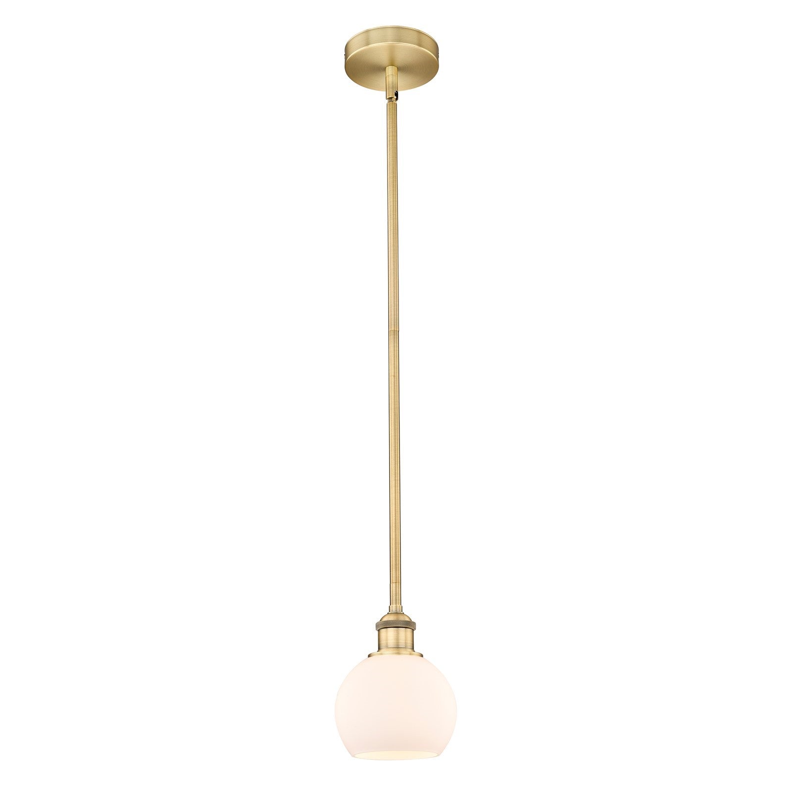 Innovations Athens 6in 1-Light Mini Pendant | Industrial Brushed Brass Steel and Matte White Glass | Kitchen Island & Dining | Model 616-1S-BB-G121-6-LED