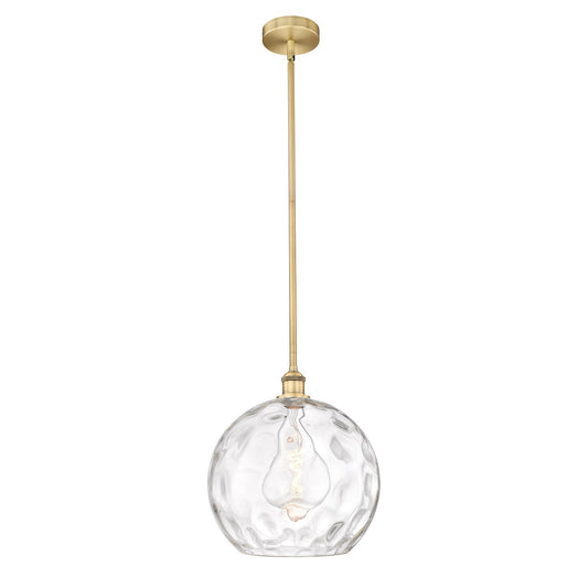 Innovations Athens Water Glass 13in 1-Light Pendant | Industrial Brushed Brass Steel and Clear Water Glass | Kitchen Island & | Model 616-1S-BB-G1215-14