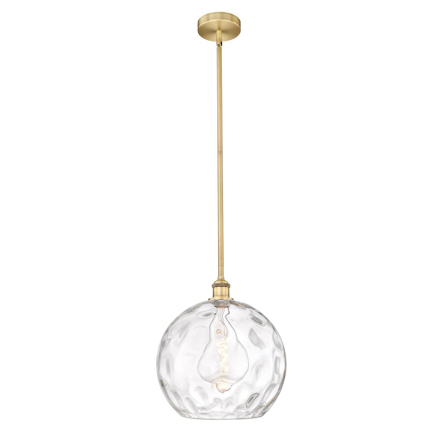 Innovations Athens Water Glass 13in 1-Light Pendant | Industrial Brushed Brass Steel and Clear Water Glass | Kitchen Island | Model 616-1S-BB-G1215-14-LED