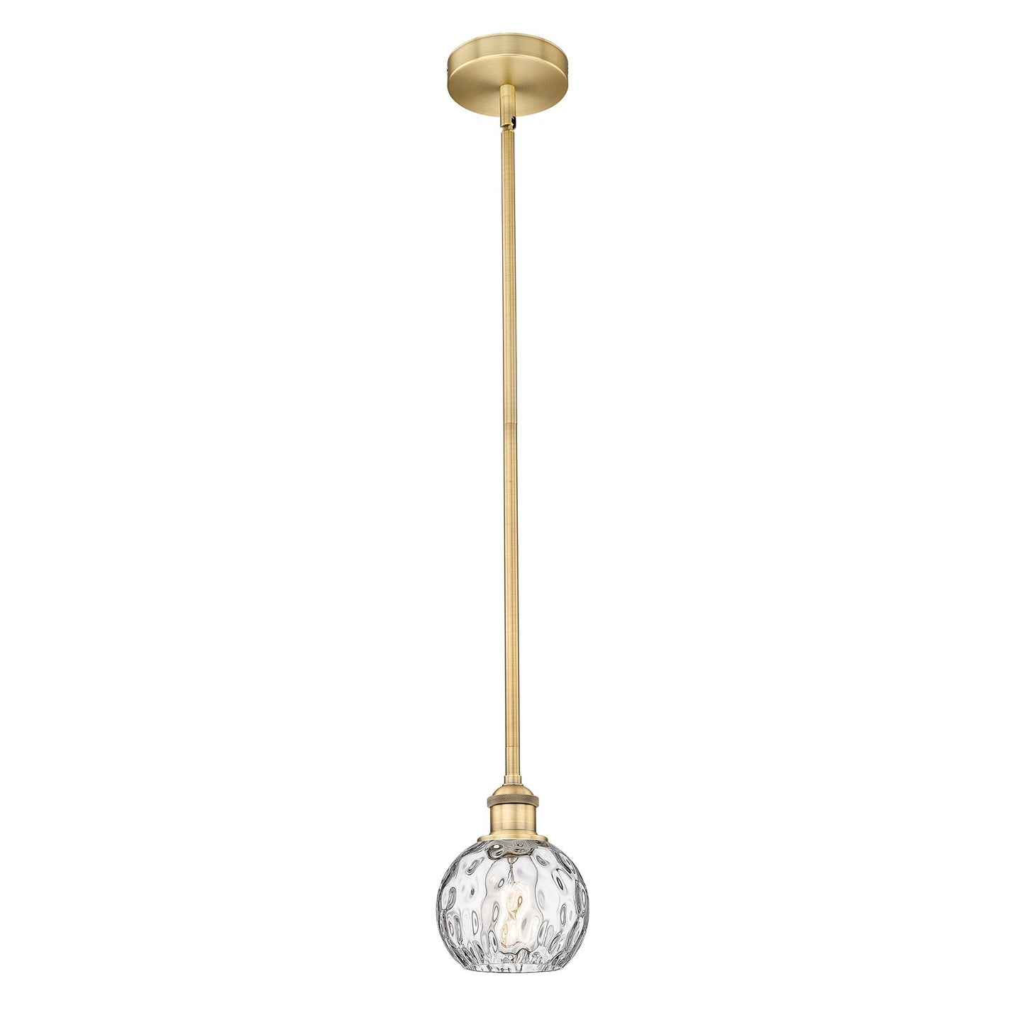 Innovations Athens Water Glass 6in 1-Light Mini Pendant | Industrial Brushed Brass Steel and Clear Glass | Kitchen Island & | Model 616-1S-BB-G1215-6