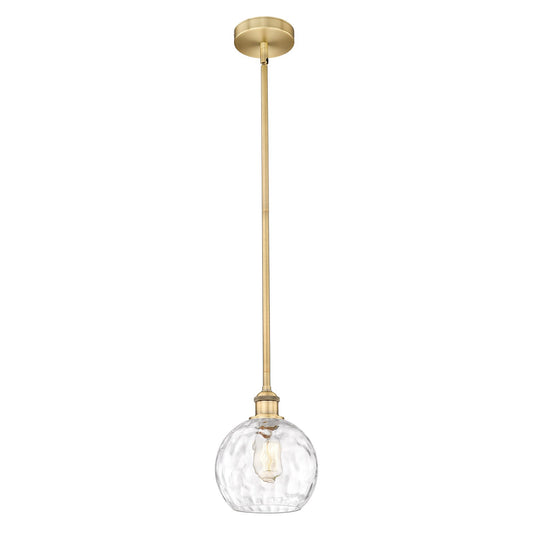 Innovations Athens Water Glass 8in 1-Light Mini Pendant | Industrial Brushed Brass Steel and Clear Water Glass | Kitchen | Model 616-1S-BB-G1215-8-LED