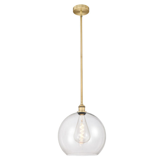 Innovations Athens 14in 1-Light Pendant | Industrial Brushed Brass Steel and Clear Glass | Kitchen Island & Dining Room | 13.75 | Model 616-1S-BB-G122-14