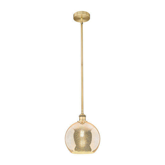 Innovations Athens 10in 1-Light Mini Pendant | Industrial Brushed Brass Steel and Mercury Glass | Kitchen Island & Dining Room | Model 616-1S-BB-G128-10