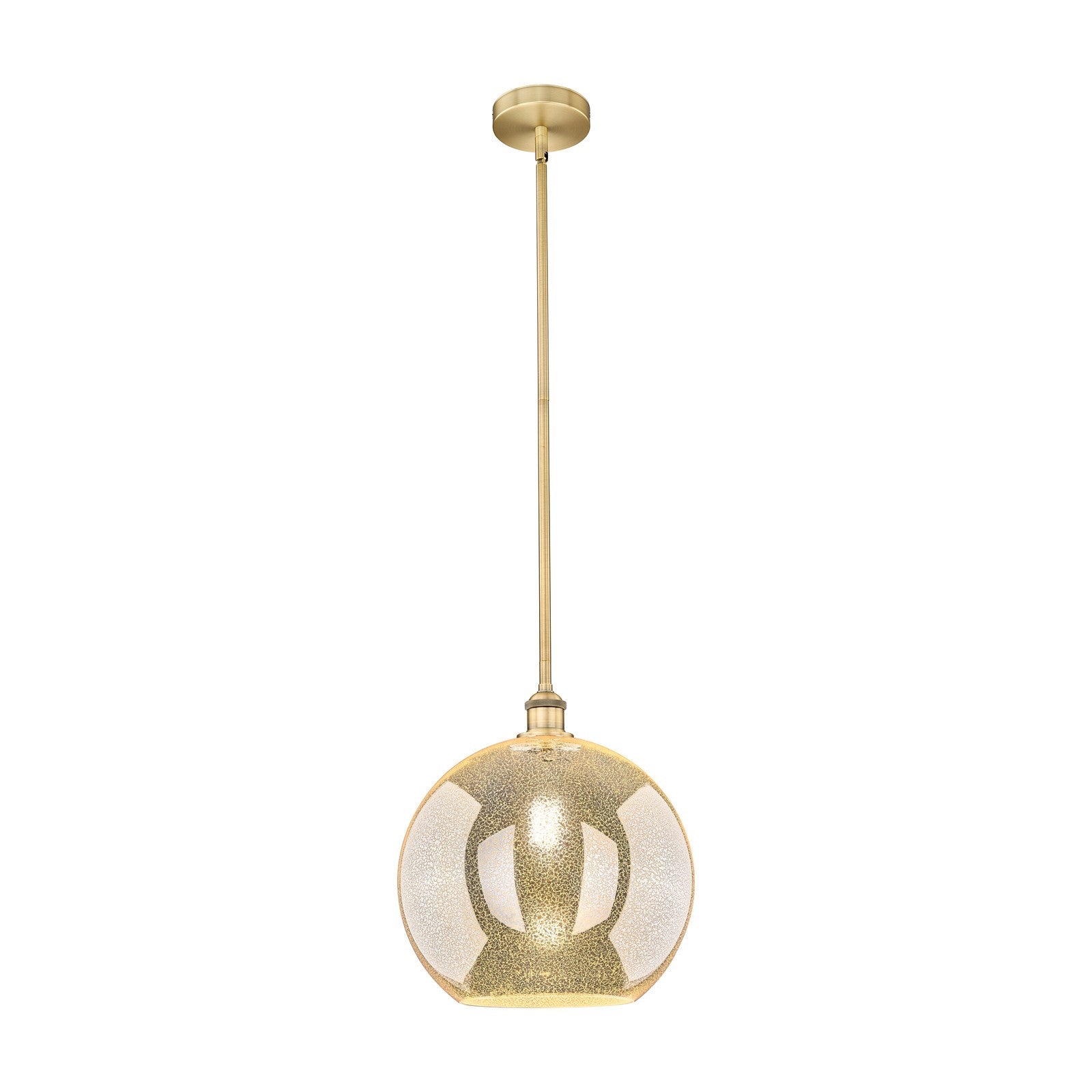 Innovations Athens 12in 1-Light Mini Pendant | Industrial Brushed Brass Steel and Mercury Glass | Kitchen Island & Dining Room | Model 616-1S-BB-G128-12