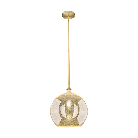 Innovations Athens 12in 1-Light Mini Pendant | Industrial Brushed Brass Steel and Mercury Glass | Kitchen Island & Dining Room | Model 616-1S-BB-G128-12