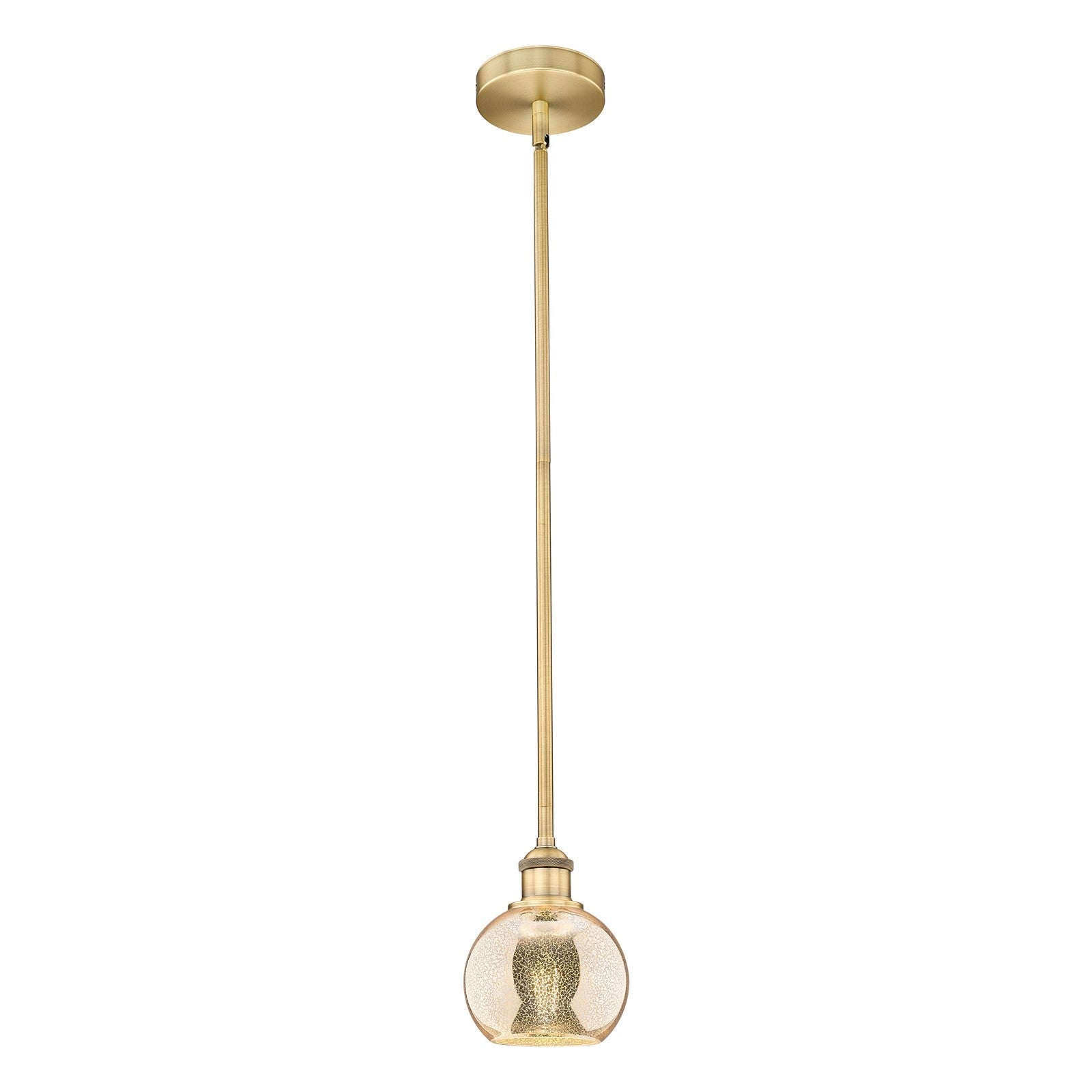 Innovations Athens 6in 1-Light Mini Pendant | Industrial Brushed Brass Steel and Mercury Glass | Kitchen Island & Dining Room | Model 616-1S-BB-G128-6