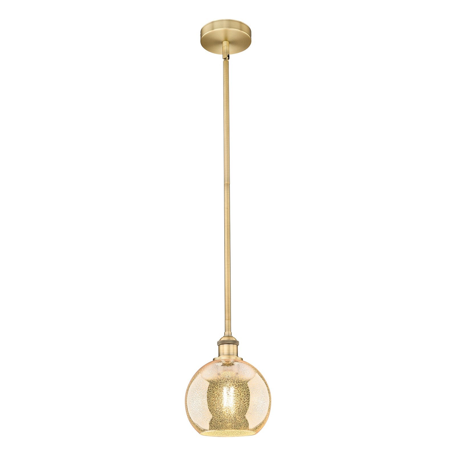 Innovations Athens 8in 1-Light Mini Pendant | Industrial Brushed Brass Steel and Mercury Glass | Kitchen Island & Dining Room | 8 | Model 616-1S-BB-G128-8