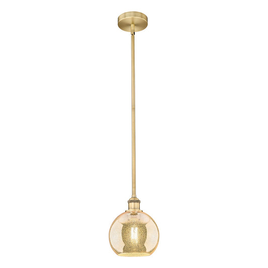 Innovations Athens 8in 1-Light Mini Pendant | Industrial Brushed Brass Steel and Mercury Glass | Kitchen Island & Dining Room | 8 | Model 616-1S-BB-G128-8