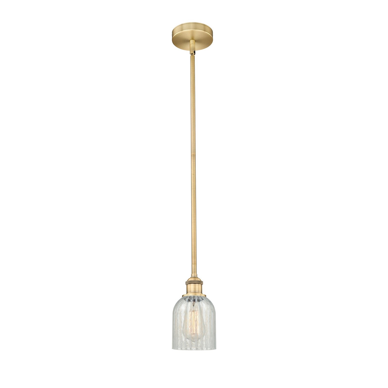 Innovations Caledonia 5in 1-Light Mini Pendant | Industrial Brushed Brass Steel and Mouchette Glass | Kitchen Island & Dining Room | Model 616-1S-BB-G2511
