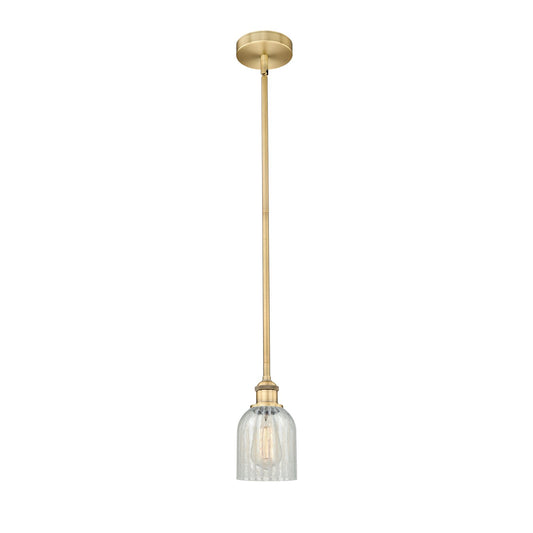 Innovations Caledonia 5in 1-Light Mini Pendant | Industrial Brushed Brass Steel and Mouchette Glass | Kitchen Island & Dining | Model 616-1S-BB-G2511-LED