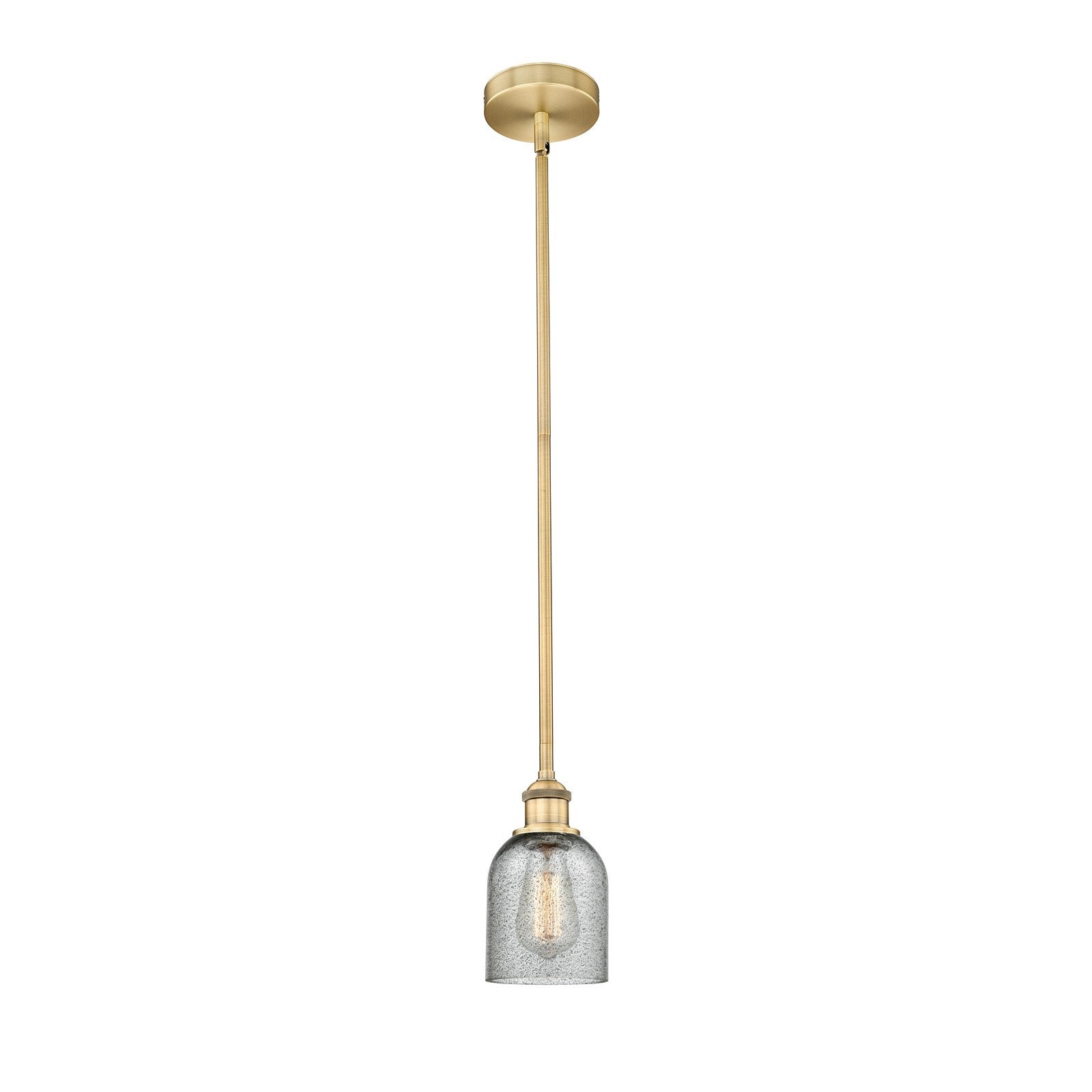 Innovations Caledonia 5in 1-Light Mini Pendant | Industrial Brushed Brass and Charcoal Glass | Kitchen Island & Dining Room | 5 x 5 | Model 616-1S-BB-G257