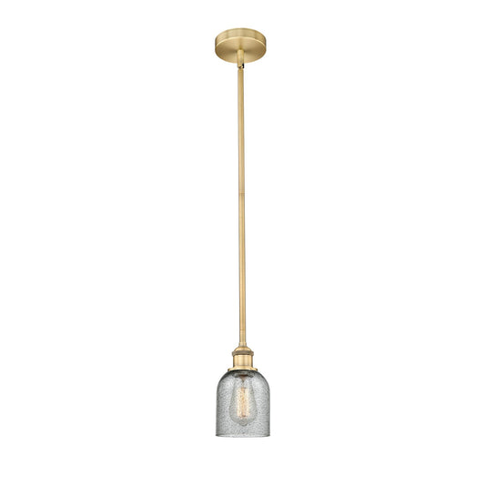 Innovations Caledonia 5in 1-Light Mini Pendant | Industrial Brushed Brass Steel and Charcoal Glass | Kitchen Island & Dining | Model 616-1S-BB-G257-LED