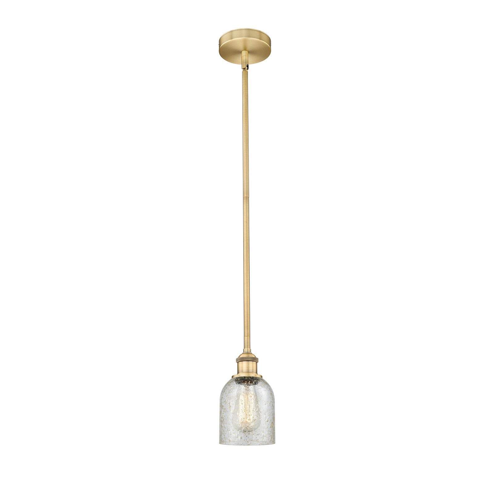 Innovations Lighting Caledonia 5in 1-Light Mini Pendant | Industrial Brushed Brass Steel and Mica Glass | Kitchen Island & Dining | Model 616-1S-BB-G259